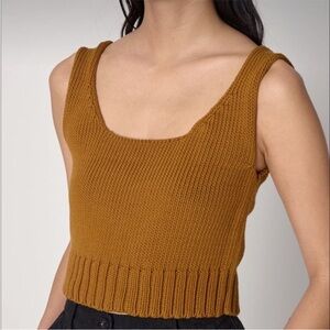 Shaina Mote Chunky Bralette Knit Tank Curry Small